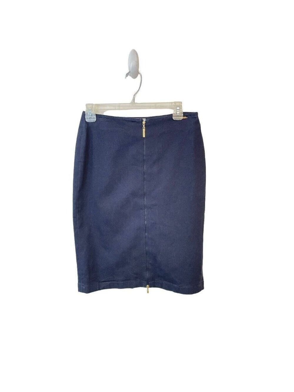 St John Sport Marie Gray Double Front Zip Navy Sheath Skirt 4